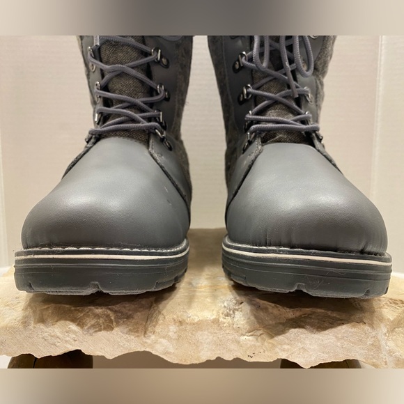 NIB Sz 10 Globalwin Grey Mid-Calf Winter Fur-Lined Lace-Up & Side Zip-Up Boots - Picture 5 of 14